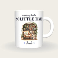 Personalised Reading Nook Mug, So Many Books So Little Time, front