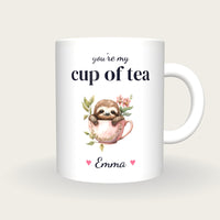 Personalised Sloth Teacup Mug, You're My Cup Of Tea, front
