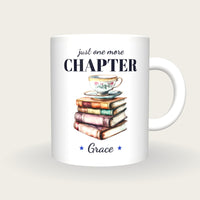 Personalised Teacup On Storybooks Mug, Just One More Chapter, front