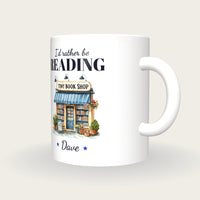 Personalised Tiny Book Shop Mug, I'd Rather Be Reading, three-quarter view