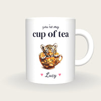 Personalised Tiger Cub Teacup Mug, You're My Cup Of Tea, front