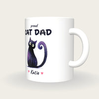 Personalised Black Cat Mug, Cat Dad, three-quarter view