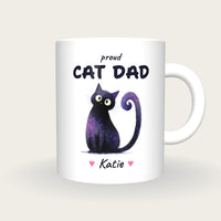 Personalised Black Cat Mug, Cat Dad, front