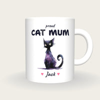 Personalised Black Cat Mug, Cat Mum, front
