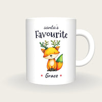 Personalised Christmas Fox Mug, Santa's Favourite, front