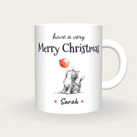 Personalised Christmas Kitten Mug, Merry Christmas, front