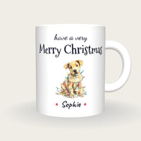 Personalised Christmas Puppy Mug, Merry Christmas, front