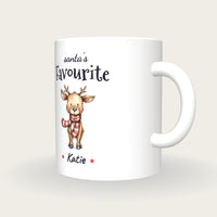 Personalised Christmas Reindeer Mug, Santa's Favourite, three-quarter view
