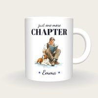 Personalised Reading With The Dog Mug, Just One More Chapter, front