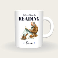 Personalised Reading With The Dog Mug, I'd Rather Be Reading, front
