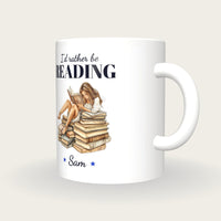 Personalised Book Lover Mug, I'd Rather Be Reading, three-quarter view