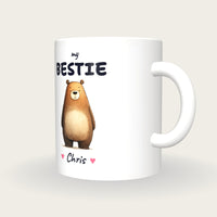 Personalised Bear Mug, My Bestie, three-quarter view