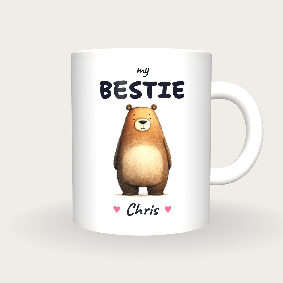 Personalised Bear Mug, My Bestie, front