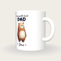 Personalised Bear Mug, Best Dad, three-quarter view