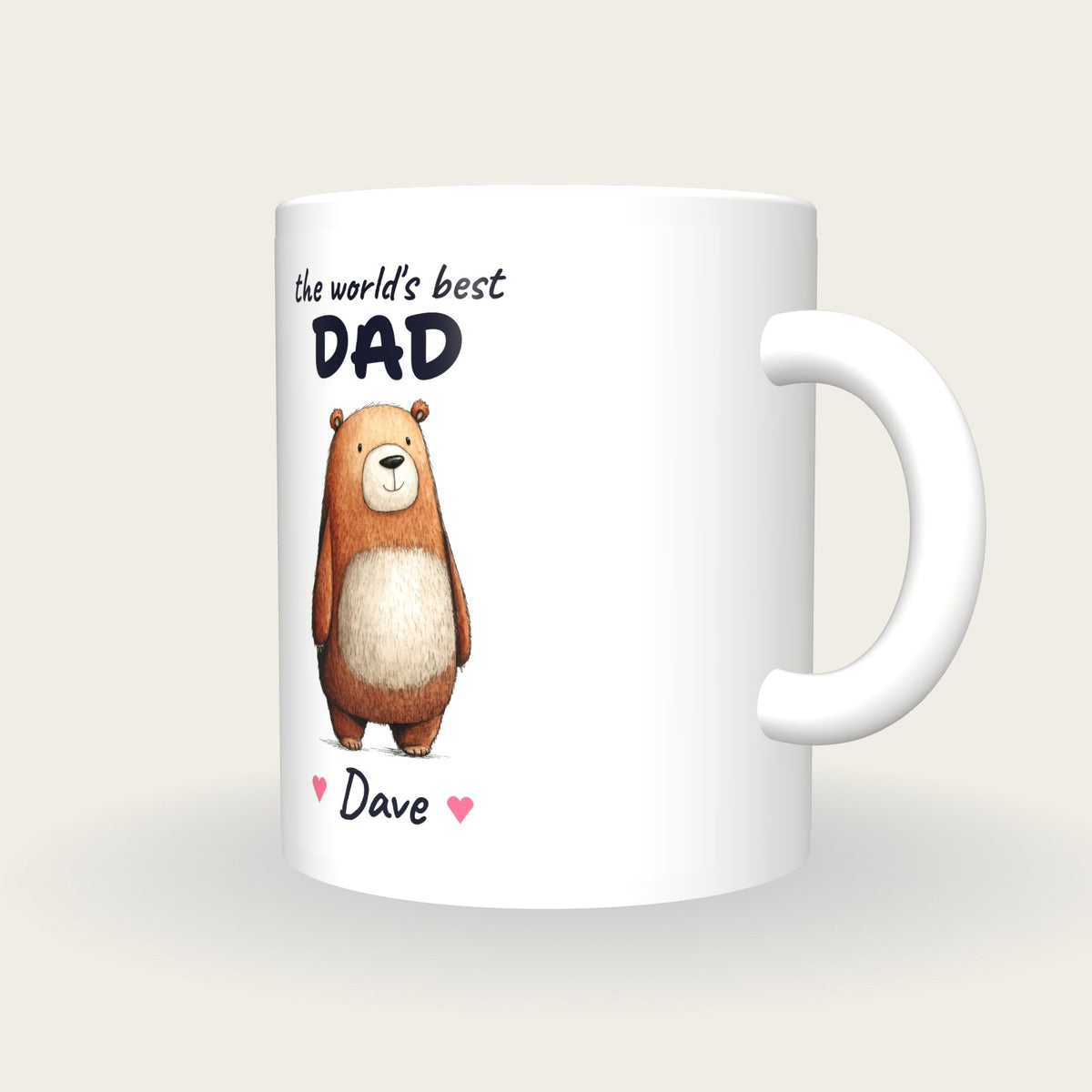 Personalised Bear Mug, Best Dad, three-quarter view