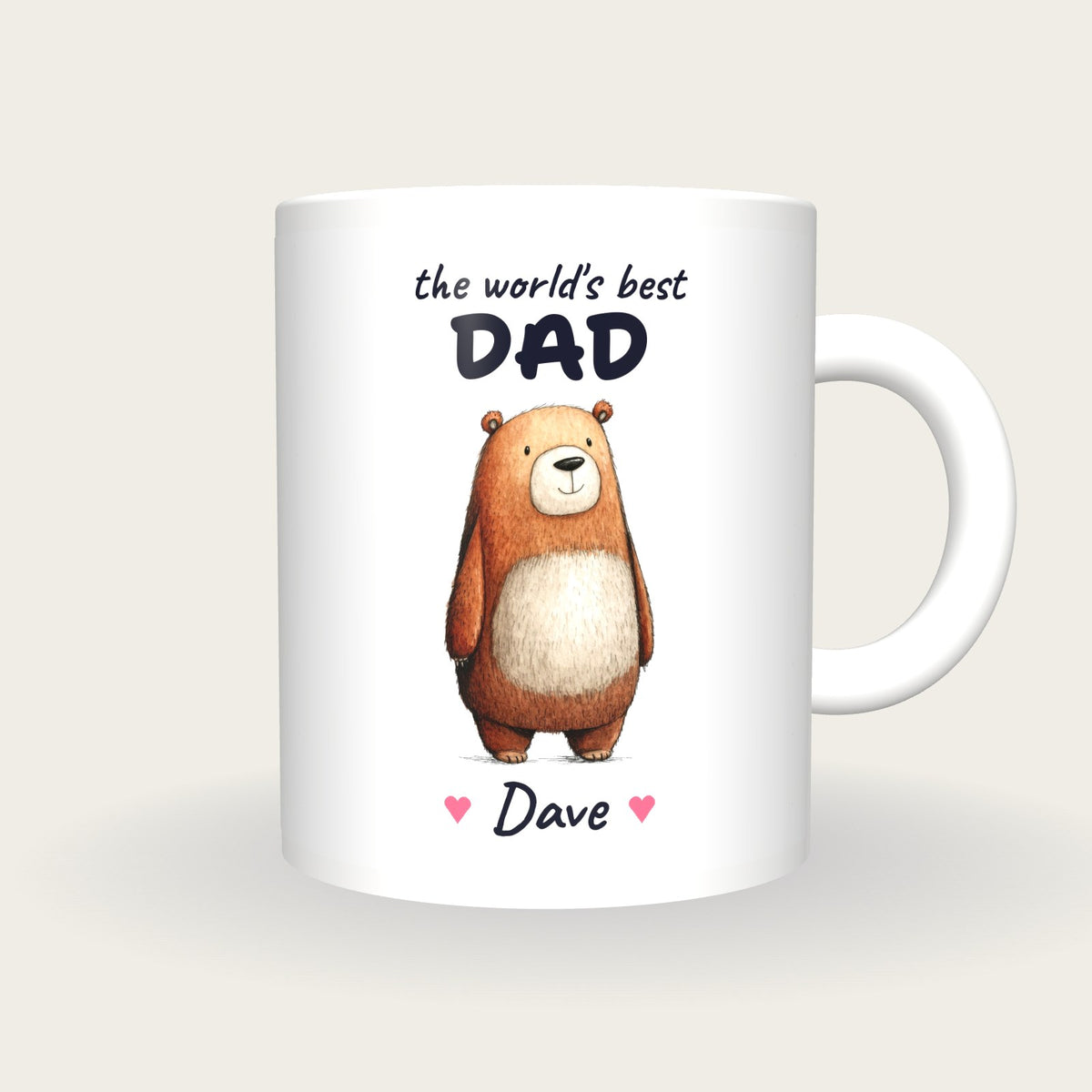 Personalised Bear Mug, Best Dad, front