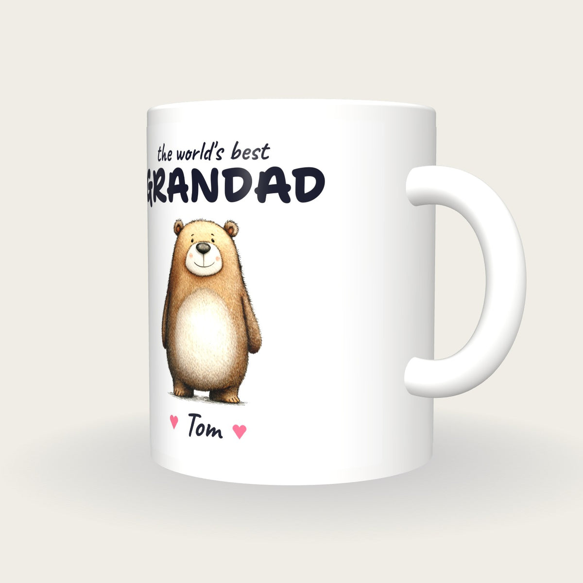 Personalised Bear Mug, Best Grandad, three-quarter view