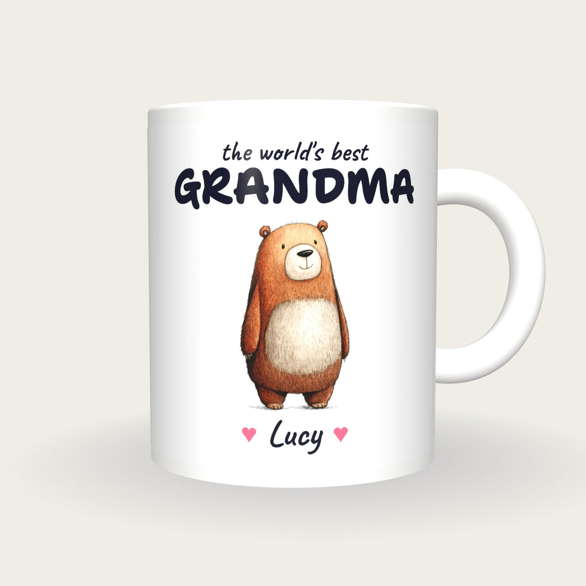 Personalised Bear Mug, Best Grandma, front