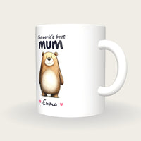 Personalised Bear Mug, Best Mum, three-quarter view