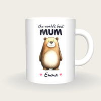 Personalised Bear Mug, Best Mum, front
