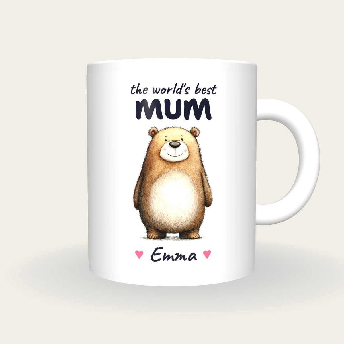 Personalised Bear Mug, Best Mum, front