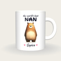 Personalised Bear Mug, Best Nan, front