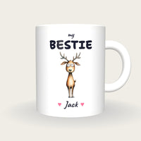 Personalised Deer Mug, My Bestie, front