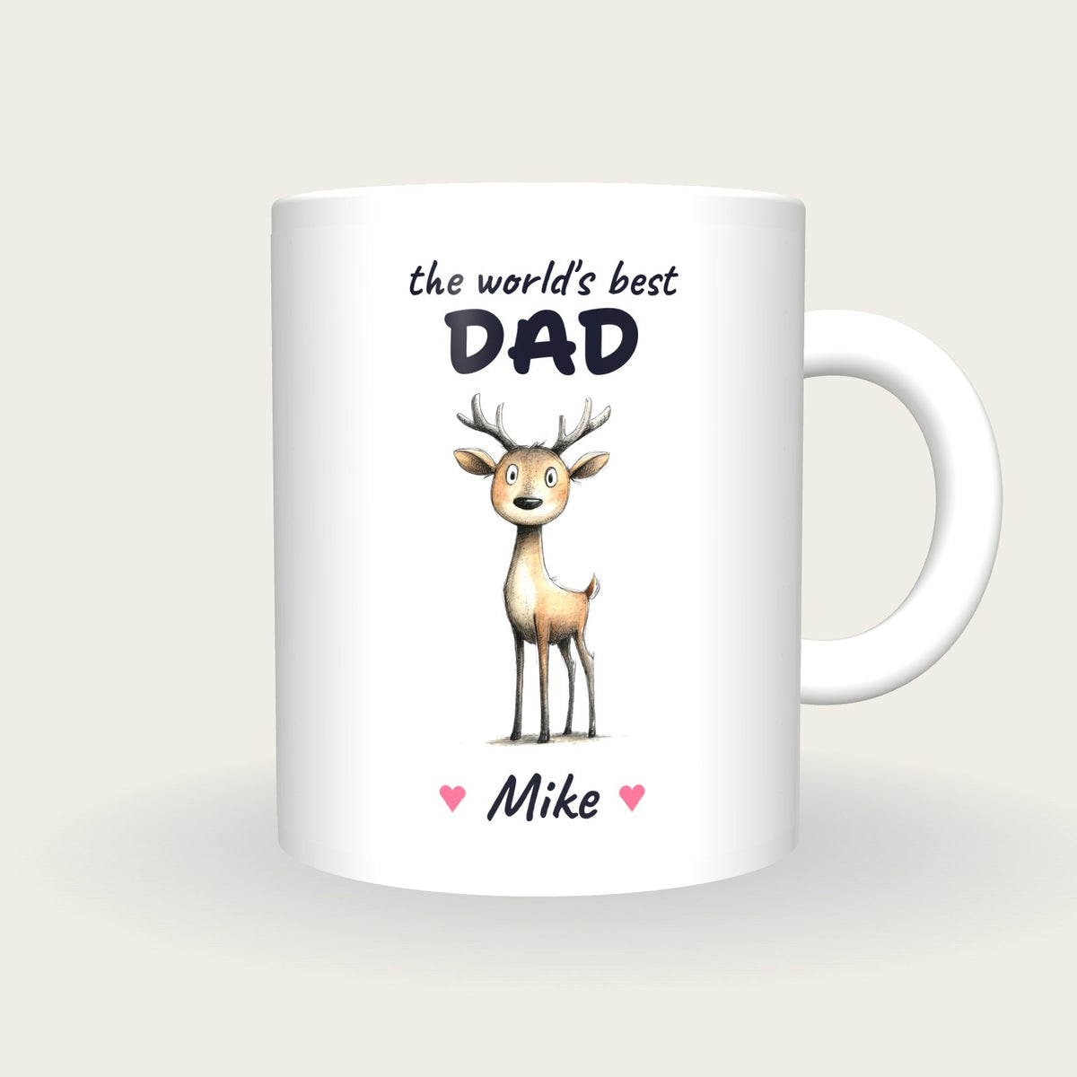 Personalised Deer Mug, Best Dad, front