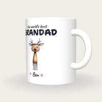 Personalised Deer Mug, Best Grandad, three-quarter view