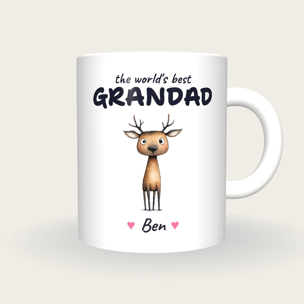 Personalised Deer Mug, Best Grandad, front