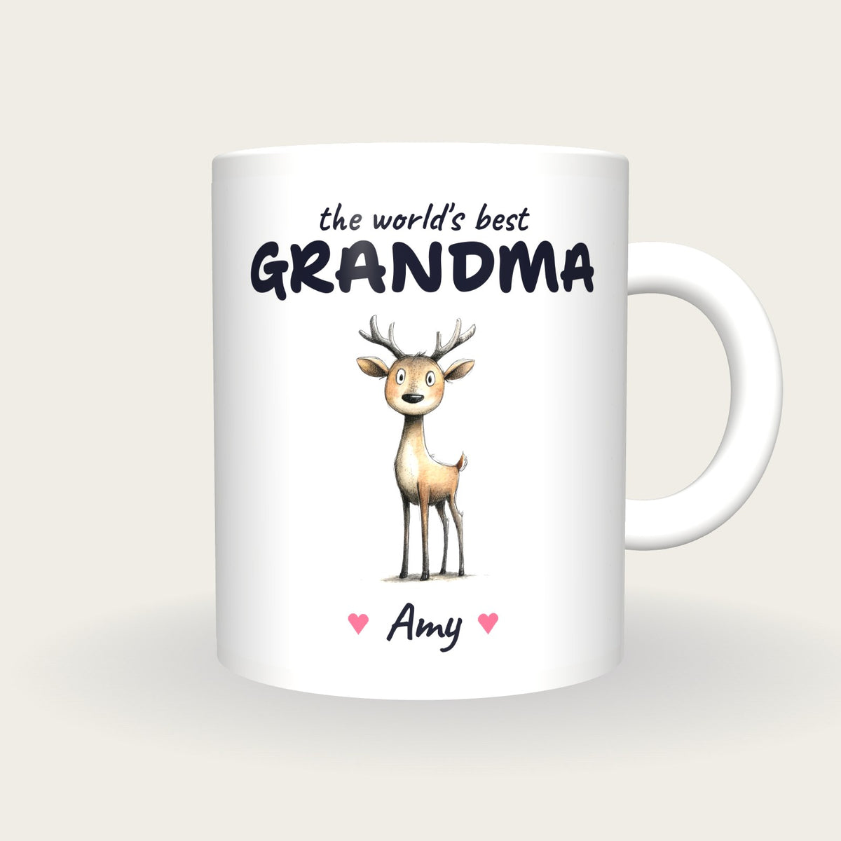Personalised Deer Mug, Best Grandma, front