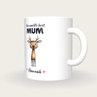 Personalised Deer Mug, Best Mum, three-quarter view