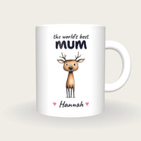 Personalised Deer Mug, Best Mum, front