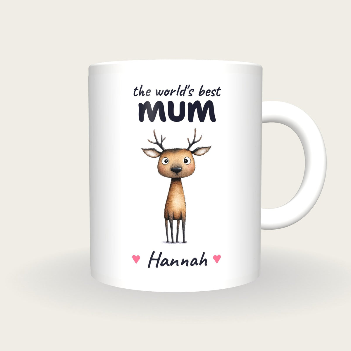 Personalised Deer Mug, Best Mum, front