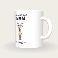 Personalised Deer Mug, Best Nan, three-quarter view