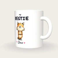 Personalised Fox Mug, My Bestie, three-quarter view