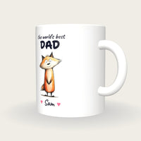 Personalised Fox Mug, Best Dad, three-quarter view