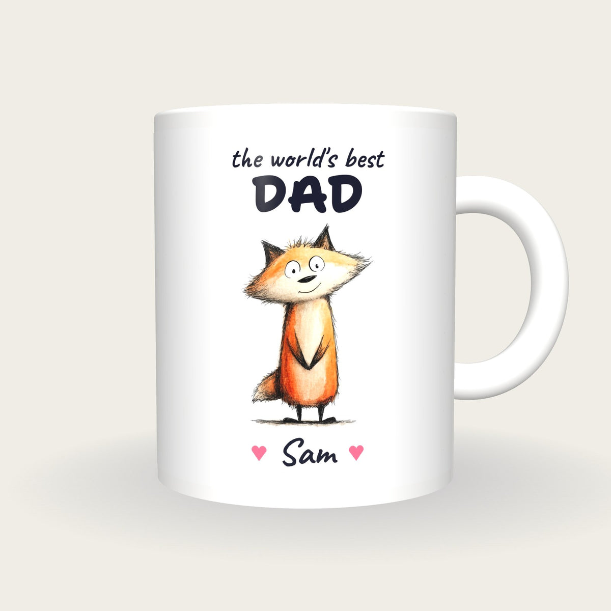 Personalised Fox Mug, Best Dad, front