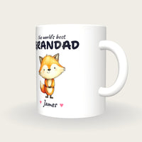 Personalised Fox Mug, Best Grandad, three-quarter view