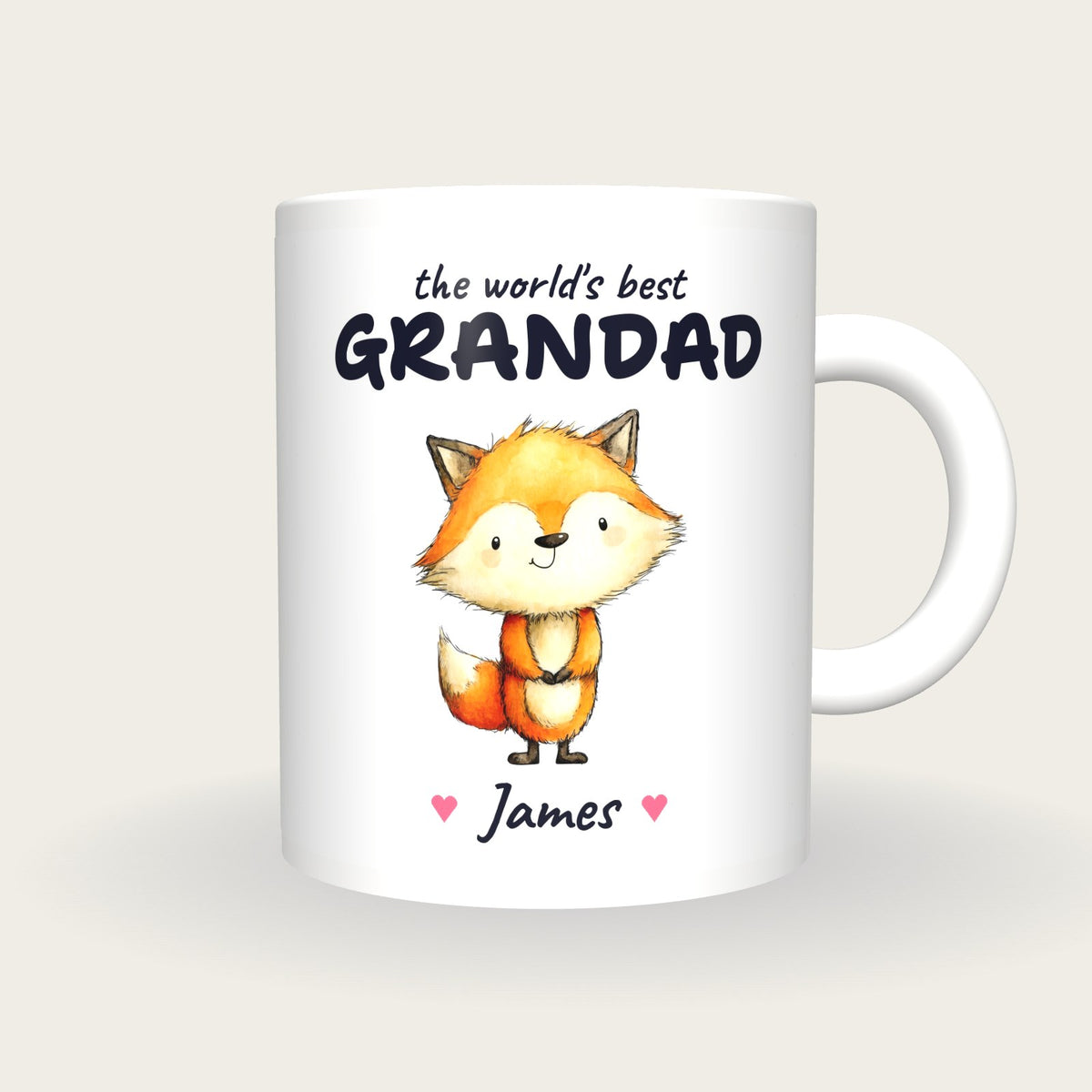 Personalised Fox Mug, Best Grandad, front