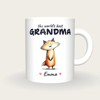Personalised Fox Mug, Best Grandma, front