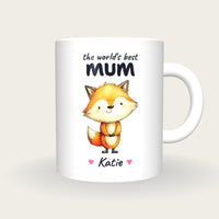 Personalised Fox Mug, Best Mum, front