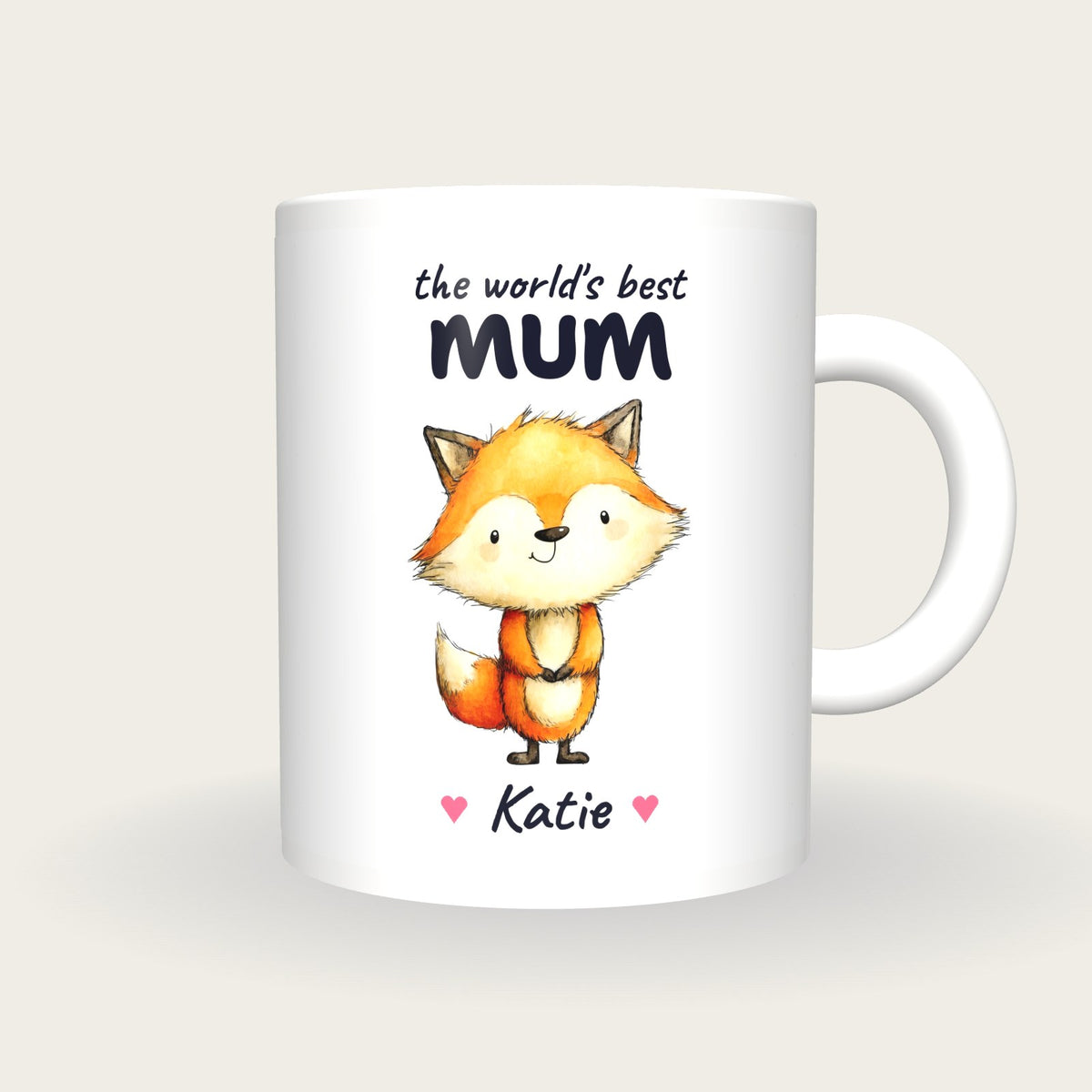 Personalised Fox Mug, Best Mum, front