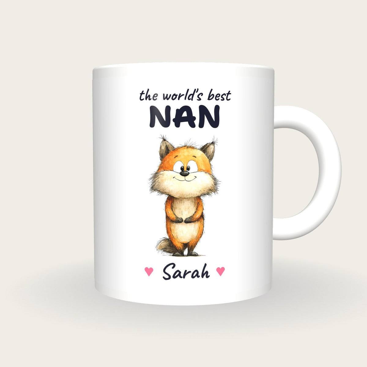 Personalised Fox Mug, Best Nan, front