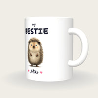 Personalised Hedgehog Mug, My Bestie, three-quarter view