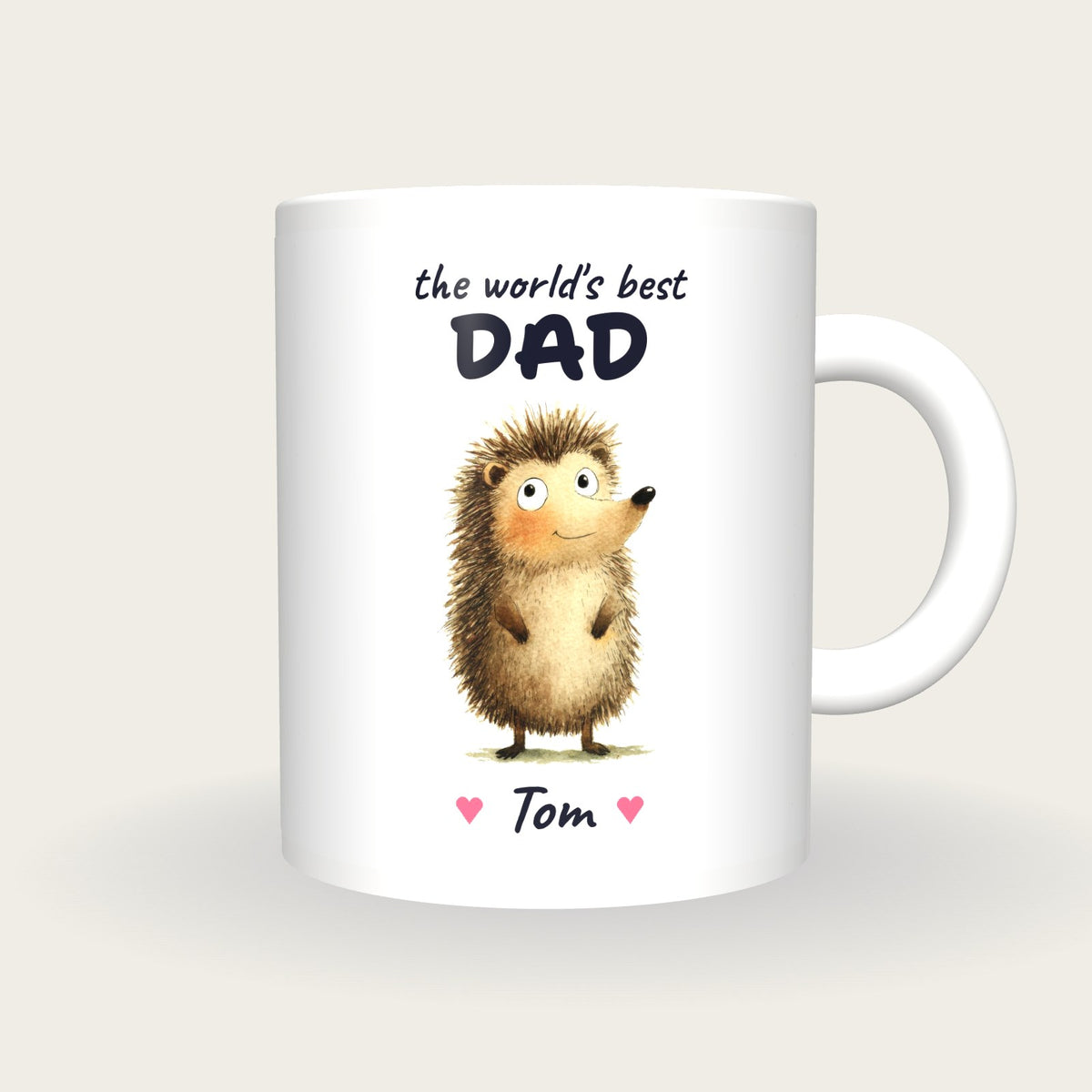 Personalised Hedgehog Mug, Best Dad, front