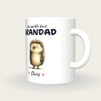 Personalised Hedgehog Mug, Best Grandad, three-quarter view