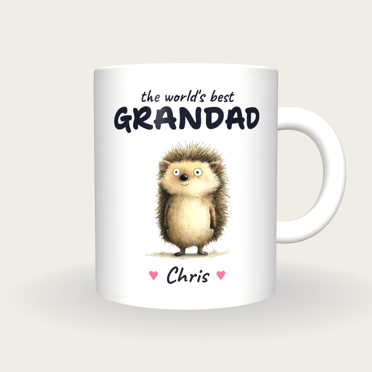 Personalised Hedgehog Mug, Best Grandad, front