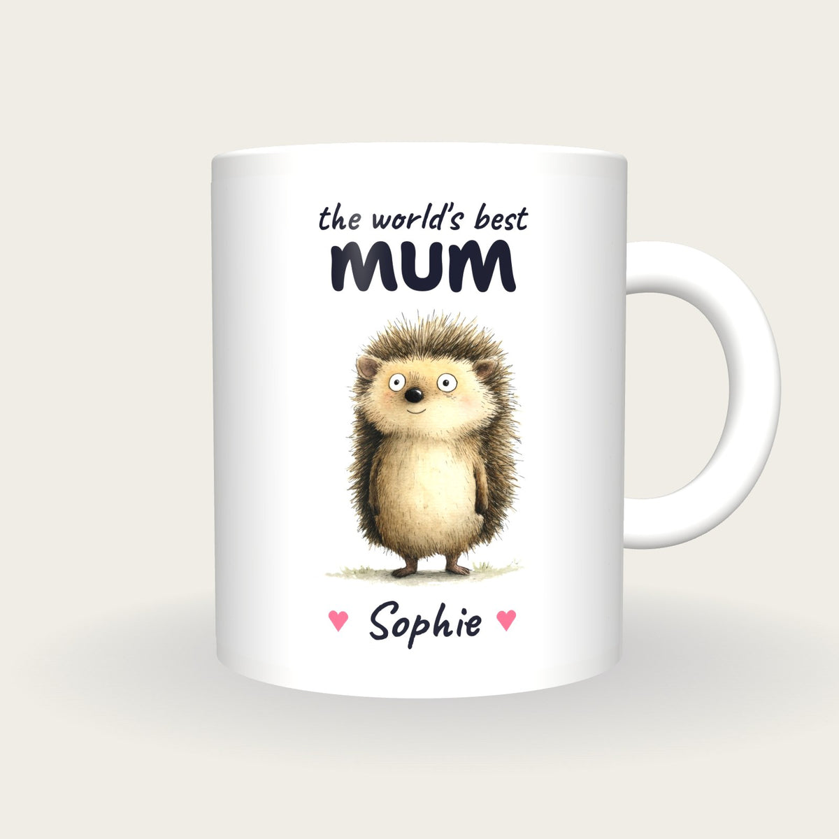 Personalised Hedgehog Mug, Best Mum, front