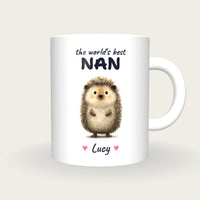 Personalised Hedgehog Mug, Best Nan, front